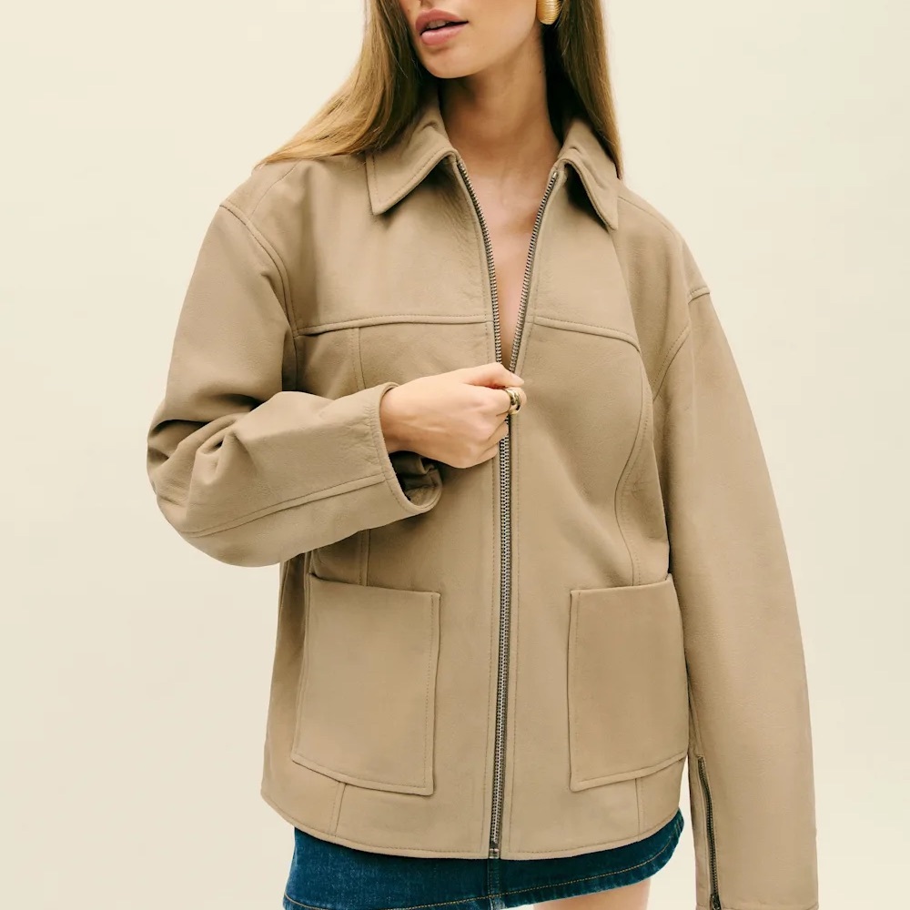 Reformation Veda Bennett Oversized Leather Bomber